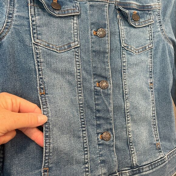 ~ Crewcuts 12 Kid's Jean Jacket Unisex Blue Buttons Girls Boys Stretch Denim - Picture 3 of 14